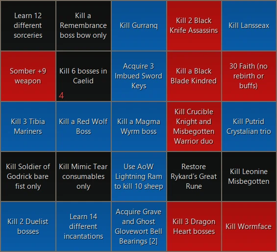 Bingo Board for Team Cattery vs Team BrinoMachino